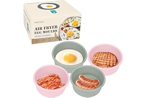 MOECSHSY Ei-Formen für Luftfritteuse, 13,3 cm, Antihaft-Silikon-Auflaufförmchen für Heißluftfritteuse, Ofen und Mikrowelle, wiederverwendbar, lebensmittelechtes Luftfritteusen-Zubehör zum Kochen,