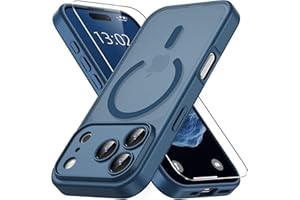Vansdon Magnétique Coque pour iPhone 17 Pro avec 1 Verre Trempé, Compatible avec MagSafe, Protection Contre Les Chutes de qualité Militaire, Coque Mat Translucide Fine Antichoc -Bleu Foncé