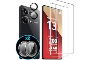 FDHYFGDY 2 Piezas Cristal Templado para Xiaomi Redmi Note 13 Pro 4G/Poco M6 Pro 4G, 2 Piezas Película de Vidrio para Cámara, Dureza 9H, Protector de Pantalla Antiarañazos y Antiburbujas