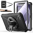 Ztotop Case for Samsung Galaxy Tab A9 Plus 11 Inch 2023 (SM-X210/X216/X218), Shockproof Hard Duty Case with Screen Protector +360 Rotating Hand Strap&Stand +Shoulder Strap for Galaxy A9+ Tablet, Black