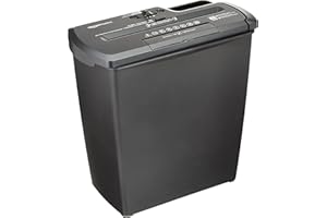 Amazon Basics Distruggidocumenti 7-8 fogli, Taglio a striscia, con funzione distruggi CD e carte di credito, Nero