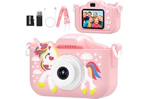 YOZISS Kinderkamera Fotokamera mit MicroSD,Musik & Spiele,1080P Kamera Fotokamera Kinder Spielzeug Digitalkameras Geschenke für Jungen & Mädchen von 3-12 Jahren