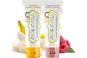 JACK N' JILL ................. SINCE 1949 Jack N' Jill Kids Natural Toothpaste, Made With Natural Ingredients, Helps Soothe Gums & Fight Tooth Decay, Suitable From 6 Months+ - Banana & Raspberry Flavour Bundle 2 x 50g