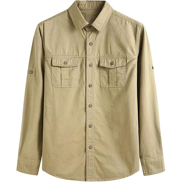 Camicia Safari Uomo A Maniche Lunghe In Cotone Leggero, Stile Tattico E Casual, Con Bottoni, Perfetta Per Escursioni, Viaggi, Lavoro E Uso Quotidiano, Taglie Comode E Versatili