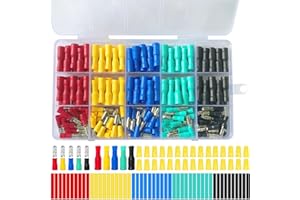 MKBKLLJY 280pcs 22-16AWG Wire connectors Bullet Crimp Terminal Insulated Female and Male Heat Shrink Waterproof Electrical Quick Connector Kit with Colorful Heat Shrink Tube and Wiring cap