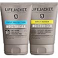 LifeJacket Moisturiser Set - Daily Protection Moisturiser SPF30 100ml + Daily Repair Overnight Hydration Face Cream 100ml Anti Ageing Moisturiser Gift Set Clinically Approved for Sensitive Skin