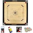 KOXTONS - Carrom Board 32 INCH Full Size with 1.5" Border (Super) with STRICKER & Accessories