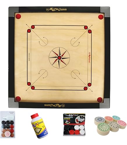Buy T TABAKH Precise Finest 20mm Carrom Board with Coins, Striker, and Powder, Black, 4 Players, Ages 7 and Up Online at Low Prices in India