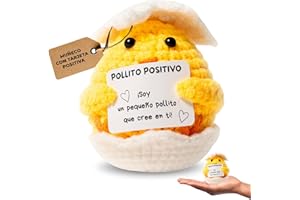 T TENEGIL Regalo Original para Mujer Hombre | Pollito Positivo en Español | Idea Graciosa | Cumpleaños Hombre Mujer Pareja | Colega Objeto de Oficina | Muñeco Decorativo de Humor y Motivación