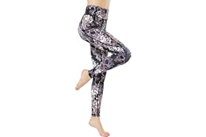 FLYILY Donna Sportivi Leggins con Motivi Anticellulite Allenamento Alta Vita Pantaloni da Yoga
