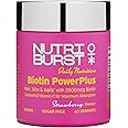 Nutriburst Biotin Power Plus - Biotin (2500mcg) + Liposomal Vitamin C for Healthy Hair & Glowing Skin - Strawberry Flavour - 60 Gummies 1 Month Supply - Suitable for Vegans