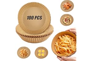 ZAID Air Fryer Liners, 6.3 inches 100PCS Air Fryer Disposable Paper Liner Non-Stick, Oil-Proof, Water-Proof. Food Grade Baking Paper for Roasting Microwave
