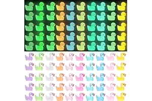 JOLCEEY 120pcs Mini Ducks, 10 Colors Resin Tiny Ducks Little Plastic Luminous Small Ducks Bulk Glow in The Dark for Aquarium Dollhouse Fairy Garden Landscape Decor
