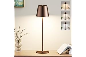 PreeOtti Lampe de Table Sans Fil Avec 3 Température de Couleur, Intensité Variable, Lampe de Chevet Tactile LED Rechargeable pour Chambre Salon Camping Jardin Café Extérieur(Café)