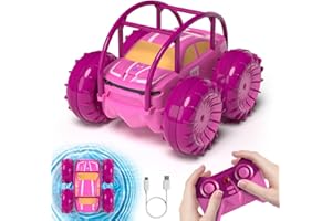 ifollower Ferngesteuertes Auto für Mädchen- Amphibienfahrzeug Type-C Direktladung Monstertruck, 4WD 360° Drehung RC Stunt Car mit Buntem LED-Licht, Pool Strand Spielzeug für Kinder ab 3-8 Jahre