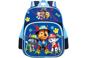 PQKL-party Zaino per Ragazzi Paw dog, Zaino con personaggio Paw dog, Borsa per Il Vivaio per Ragazzi, Scuola Materna da 3-4 Anni con Tasche, Anime per 13 Pollici, Blu