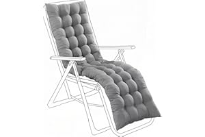 LSLIFE Sun Lounger Cushion, Garden Chair Thick Soft Cushions with Non-Slip Top, Recliner Chair Seat Pads Sunbed Cushion for Indoor Outdoor Garden Patio Beach (Grey, 170 * 50 * 10 cm)