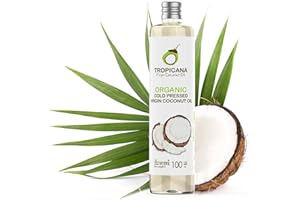‎TROPICANA VIRGIN COCONUT OIL Tropicana Oil Bio Kokosnussöl Coconut Oil - Nativ und Kaltgepresst KokosÖl Nativ fraktioniertes Kokosöl Haare, Haut, Kochen - 100% Vegan Kokosöl Bio Glutenfrei Keto Vegane Lebensmittel (100 ml)
