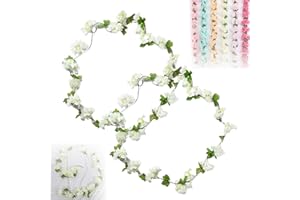 FENGJIAHUI 2 Stück Künstliche Deko, Blumengirlande Deko, Kirschblütengirlande, Blumen Girlande, Künstliche Blumengirlande, Party Hochzeit, Kirschblüten (Stil 3 Weiß 460MM)
