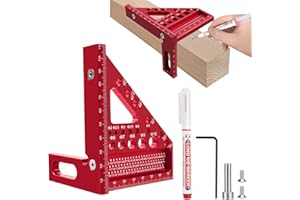 GOWTX 3D-Zimmermannswinkel Messwerkzeuge Multifunktional, Hochpräzise Holzbearbeitung Messwerkzeuge, 22.5-90 Aluminiumlegierung Winkelmaß, Präziser Zimmermannswinkel Winkelmesser für Lngenieure Schreiner