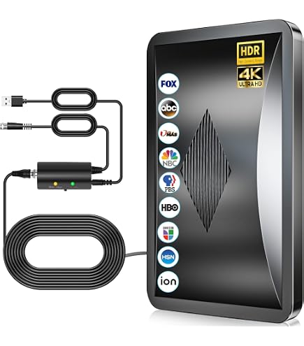 Antenna TV Interna Amplificata 650km, Supporto 4K 1080p DVB-T/DVB-T2 VHF UHF, Cavo Coassiale 10m, Ricezione 360° Per Camper E Casa