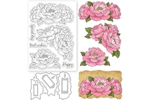 ‎GLOBLELAND GLOBLELAND Pfingstrosen Blumen, Transparente Stempel Und Stanzformen, Pfingstrosen Blume, Transparente Silikon Stempel, Karten Und Metall Stanzformen Für Kartenherstellung Und DIY Prägung