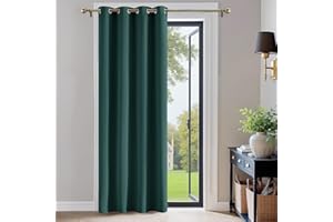 PONY DANCE Window Blackout Dark Green Christmas Curtain - Thermal Insulated Blackout Curtain with Eyelet, Room Darkening & Energy Saving Single Panel for Living Room, Set of 1, 52 by 72 Inch