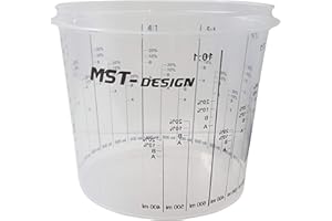 ‎MST-DESIGN MST-DESIGN 100 x 1400 ml Lackmischbecher, Robuster Einweg Messbecher mit Skala, Mischbecher für Lacke, Farbe, Lasur, Füller etc., Kunststoffbecher mit Mischverhältnis, Hochwertiges Lackierzubehör