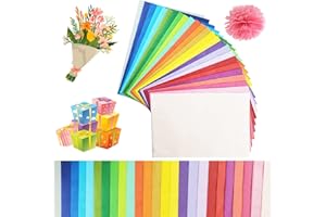 HAUTSTORE 125 Fogli di Carta Velina Colorata, 25 Colori Carta Velina da Imballaggio, per Realizzare Pompon, Fiori di Carta, Regalo Riempitivi per Scatole, Matrimoni Feste di Compleanno Natalizia (35 X 50 cm)