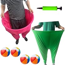 Ensemble de 17 pièces de jeux Granny Pants, 2 jeux d'extérieur Granny Pants surdimensionnés 10 balles, 2 pompes à air et des jeux de lancer pour enfants de 4 ans, Idéal pour