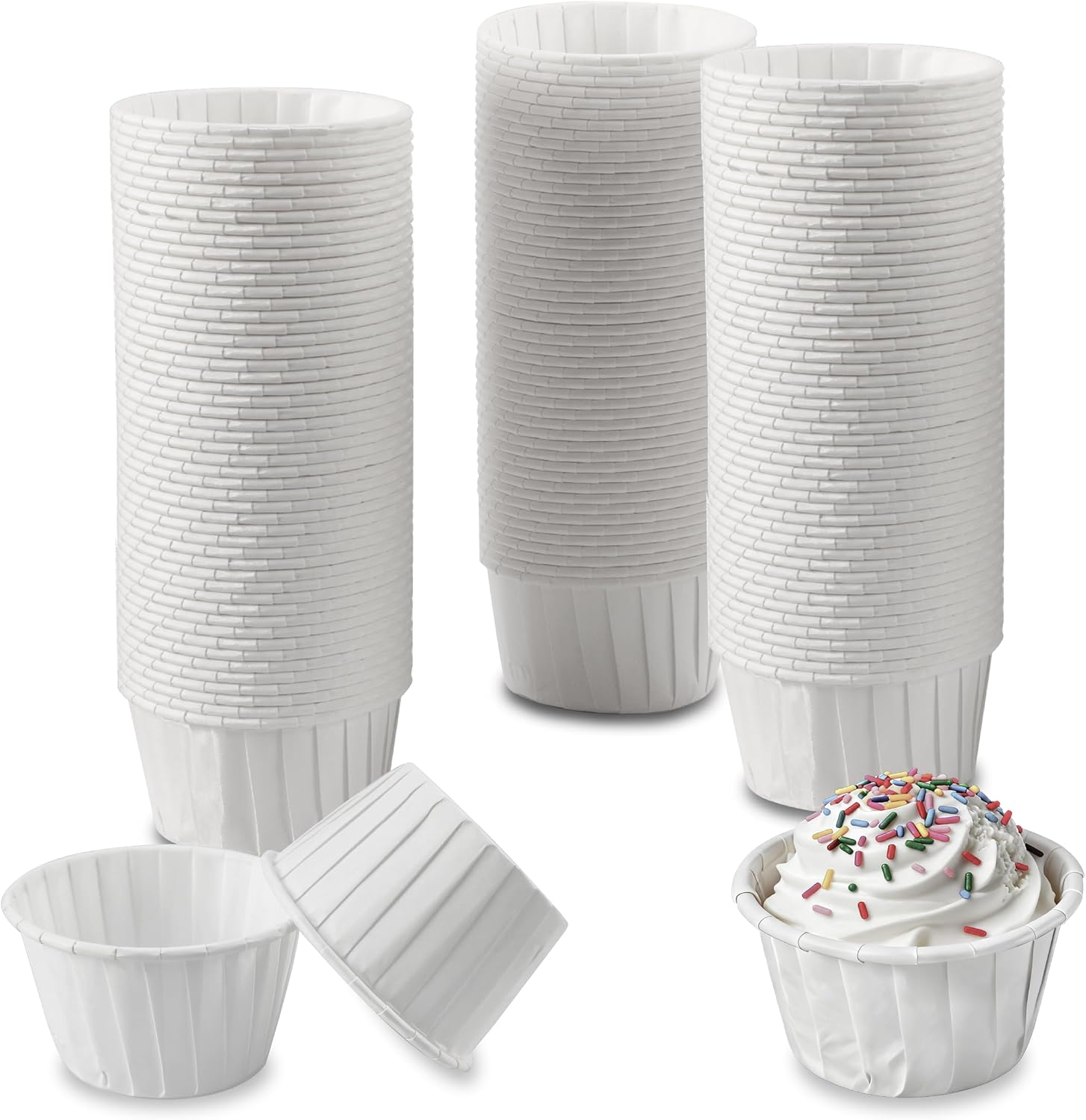 150 Pcs moldes de papel para muffins, capacillos para cupcakes, moldes para cupcakes y muffins, para bodas, Halloween, cumpleaños y fiestas navideñas (blanco)