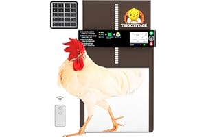 Automatische Hühnerklappe mit Solarpanel, TRIOCOTTAGE Lichtsensor Hühnerstall Hühnertür mit Zeitschaltuhr und Fernbedienung für Hühnergehege, Wachtelstall und Geflügelzaun…