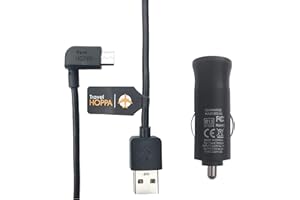 TRAVEL HOPPA Micro USB in Auto Bike GPS Ladegerät und Daten Sync Kabel für GPS TomTom – GO, GO LIVE, ONE Series, Pro, Rider, Start, Via, XL, XXL & alle Micro-USB-Geräte