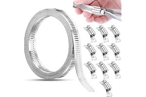 BGOBTY Fascette Stringitubo Regolabile,3.5m Fascette Metalliche Stringitubo,con 10 pezzi di fissaggio,Fascette Metalliche Stringitubo Regolabile,per tubi dell'acqua,serbatoi dell'acqua,tubi dell'auto