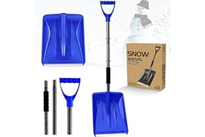 PLACHIDAY Snow Shovel, 3 in 1 Large-Capacity Snow Removal Shovel 42.5 Inch Winter Shovel with D ShapedHandle, Detachable Assemblable Snow Shovel for Car, Steps, Path, Camping (Blue)