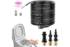 NASTOPEE Furet Deboucheur Canalisation Haute Pression 30M,Tuyau Flexible 210 Bar 60°C,Avec Adaptateur,Buse Fixe/Rotative,Rallonge De Tuyau Pour Karcher Nettoyeur Compatible Avec Kärcher K2-K7 (15M)