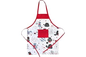 HOUSE ART LIFE Kinderschürze mit Tasche für Junge Mädche 5-10 Jahre zum Malen Kochen Backen Schürze für Kinder Baumwolle Bunt | Viele Farben