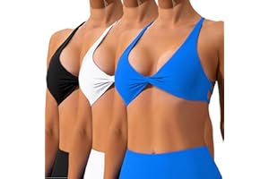 Vertvie Rückenfreier Sport BH Damen Crossback Sexy Gepolstert Bustier Ohne Bügel Tiefe V-Ausschnitt Push Up BH Yoga Bra Gym BH Workout Fitness