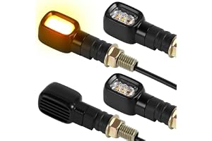 evermotor 12 V mini LED-blinkers motorcykel, E-godkänd | 4 stycken 1,2 W retro motorcykel blinkers rektangulär, M10-gänga, LE