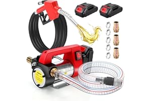 GEARLASSO Fuel Transfer Pump Battery Powered 12 GPM Electric Diesel Transfer Pump with 2 x 2.0Ah Batteries Portable Cordless Kit with Auto Shut-Off Nozzle & Hoses for Diesel Kerosene