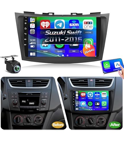 SXAUTO [6GB+128GB] Android 15 IPS Autoradio Per Suzuki Swift/Ertiga ( 2011-2017) - Senza fili CarPlay/Android Auto - LED Camera + MIC - DAB Fast-boot Volante 360-Camera AHD DSP - 2 Din 9 Pollici