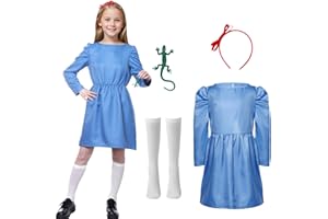 Ficlwigkis Matilda Costume for Girls World Book Day Costumes for Girls,WW2 Costumes for Kids Fancy Dress with Fake Lizard and Socks,World Book Day Costumes,Costumes for World Book Day