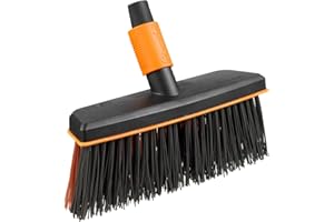 Fiskars Balai d'extérieur, Tête d'outil QuikFit, Largeur: 26 cm, Poils en polypropylène, Noir/Orange, QuikFit, 1001417