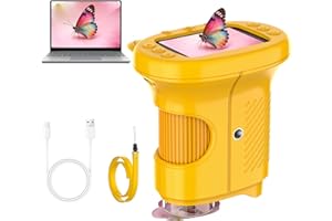 Misilmp Microscopios para Niños, Microscopio Digitales USB con Zoom 1000X con Pantalla IPS de 2.4 Pulgadas, Mini Microscopio Portátiles de Bolsillo con 8 LED para Niños, Cumpleaños y Navidad (Naranja)