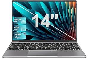 ‎AOCWEI Laptop Win 11 con 5G WiFi, Laptops 14 Inch 6GB RAM 128GB SSD Erweiterung 1TB, BT 4.2 3.0 Übertragung Anschluss 1920*1080 FHD, Notebook With Mini Multimedia Anschluss & Deutscher Keyboardfilm-Grey