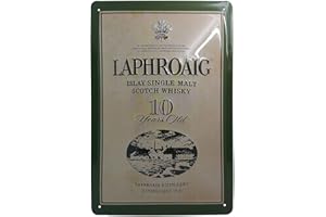 LUCKYLINDE Tabliczka blaszana w stylu retro whisky pasująca dla miłośników LaphroIG Single Malt Scotch i koneserów - wytłaczana tabliczka blaszana dla fanów Szkocji, 30 x 20 cm