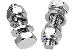 Mbsomnus 10 Stk Sechskantschrauben M10x30 mm Edelstahlschrauben Sechskant DIN 933 Schrauben Edelstahl A2 V2A Außensechskant mit Selbstsichernde Muttern Unterlegscheiben und Federringe für Möbel Autos