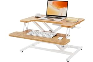 ‎ERGOMAKER ERGOMAKER Steh-Sitz Schreibtischaufsatz Höhenverstellbar, Stehpult Aufsatz Schreibtisch 55 X 40CM Desktop Erhöhung mit Tastaturablage Helles Rustikalbraun
