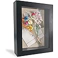 GraduationMall 5x7 3D Black Shadow Box Frame Deep Display Box with Linen Back,Ideal for Memorabilia Pictures Flowers Medals Tickets,Tabletop and Wall Hanging