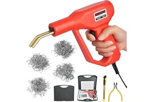 YKGUTILU Saldatrice per plastica, kit di saldatura a caldo da 50 W, riparazione di crepe per paraurti in plastica per auto, set di strumenti per saldatura in plastica per ricambi auto (rosso)